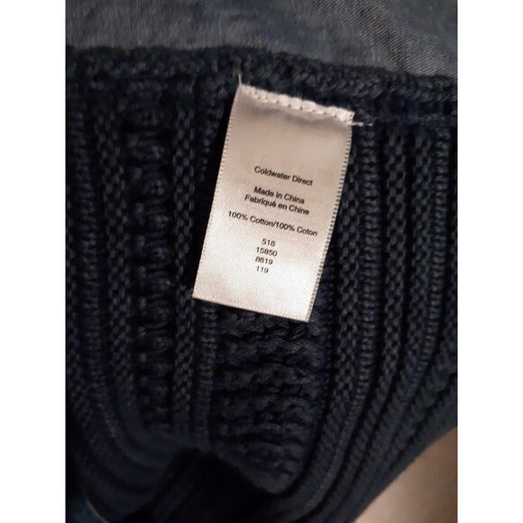 Coldwater Creek top LARGE Blue Textured Knit Contrast Trim Pullover Sweater L - Picture 8 of 8